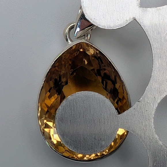 Large Natural Citrine S925 Sterling Silver Pendant High Quality - Picture 4 of 7